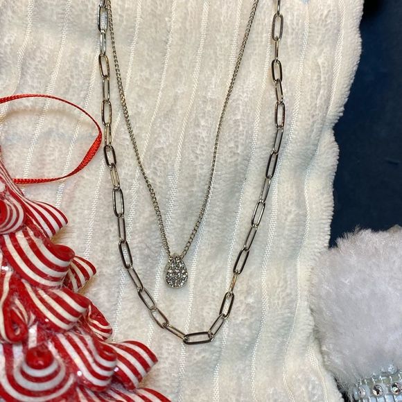 NWT 💎 DAINTY SILVER ELECTRIC NECKLACE DOUBLE ITALIAN CHAIN 2 FOR 1 PRICE - Picture 9 of 10